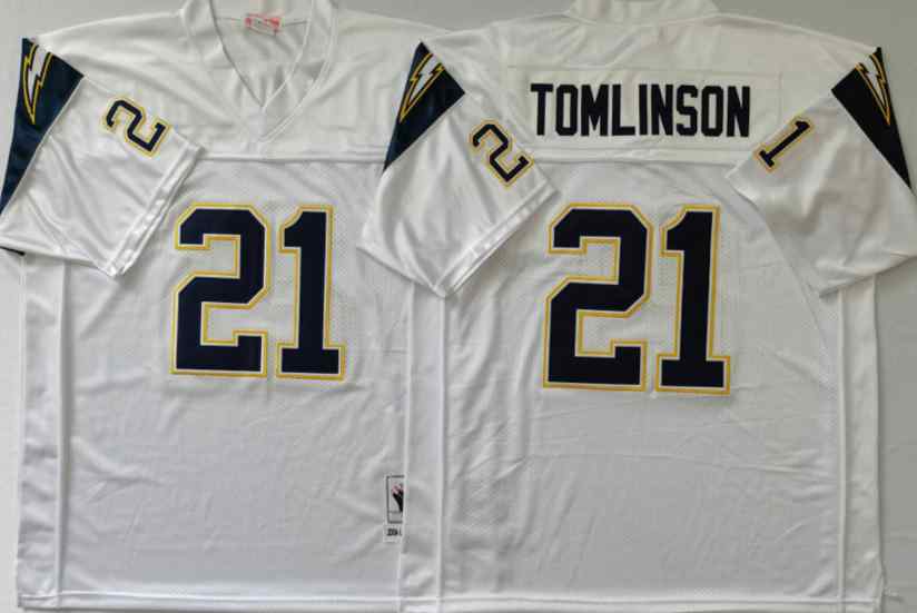 Men's Los Angeles Chargers #21 Tomlinson Dark white Throwback jersey