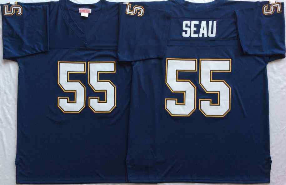 Men's Los Angeles Chargers #55 Junior Seau Throwback Navy Blue Jersey