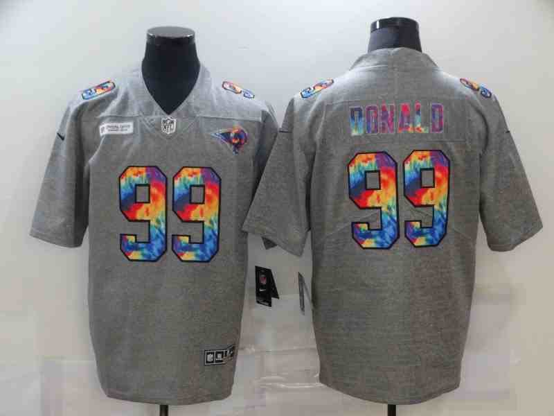 Nike Rams 99 Aaron Donald Gray Vapor Untouchable Rainbow Limited Jersey
