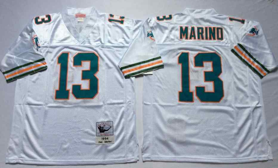 Men's Miami Dolphins #13 Dan Marino 1994 Throwback white Jersey