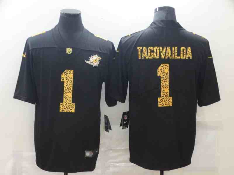 Nike Dolphins 1 Tua Tagovailoa Black Leopard Vapor Untouchable Limited Jersey