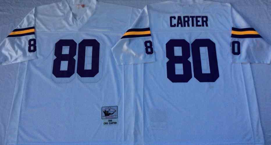 Men's Minnesota Vikings #80 Cris Carter Throwback White Jersey