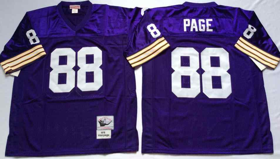 Men's Minnesota Vikings #88 Alan Page 1975 Throwback Purple Jersey