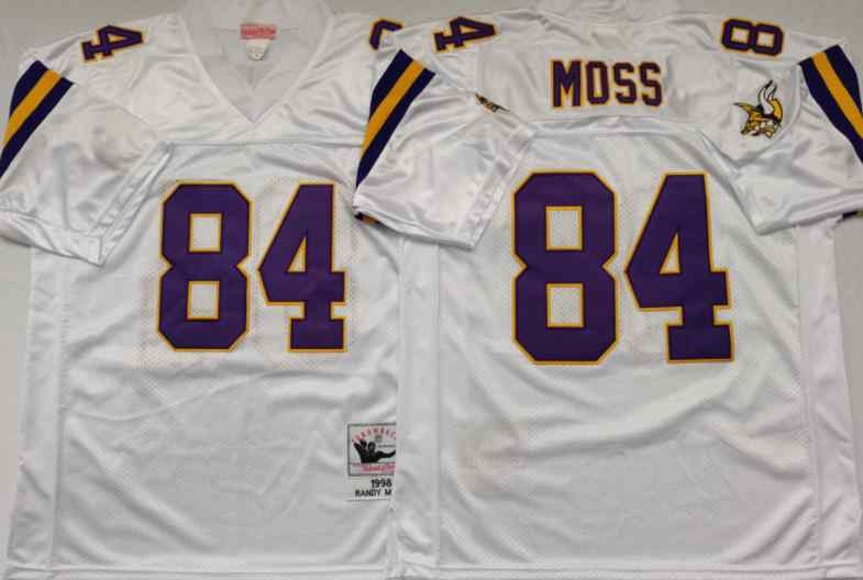 Men's Minnesota Vikings #84 RANDY MOSS 1998 Throwback White Jersey