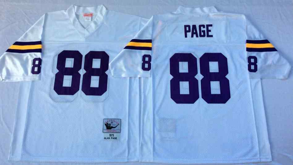 Men's Minnesota Vikings #88 Alan Page 1975 Throwback White Jersey
