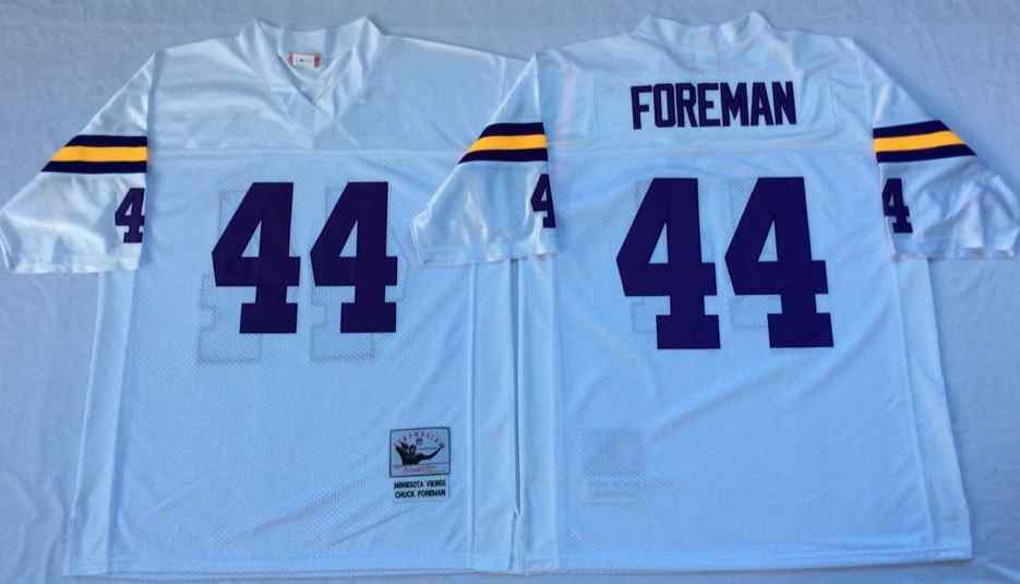Men's Minnesota Vikings #44 Chuck Foreman Throwback White Jersey