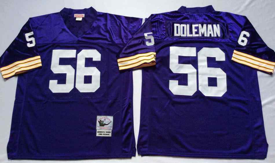 Men's Minnesota Vikings #56 Chris Doleman Throwback Purple Jersey