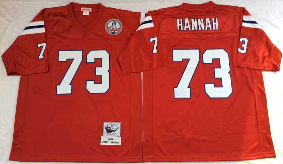 Men's New England Patriots #73 John Hannah 1984 Throwback Red Jersey