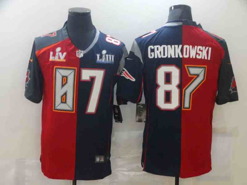 Men's New England Patriots  87 Rob Gronkowski Red Navy Blue Super Bowl Patch Two Tone Vapor Untouchable Stitched NFL Nike Limited Jersey