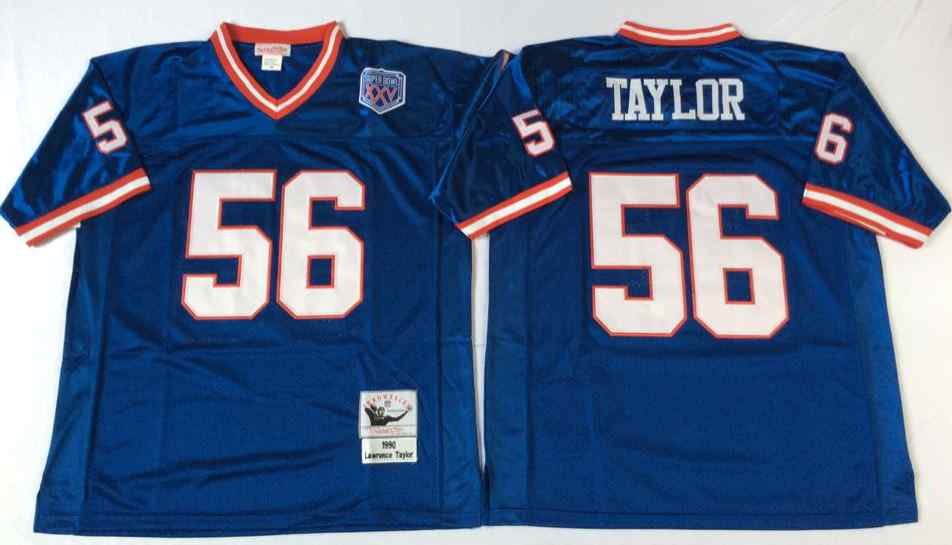 Men's New York Giants #56 Lawrence Taylor 1990 Throwback Blue Jersey