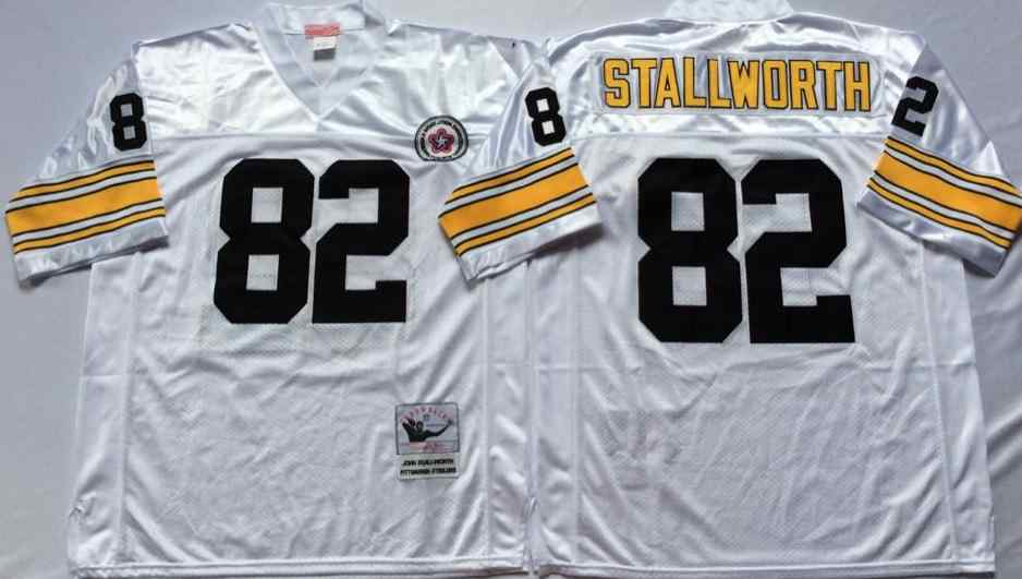 Men's Pittsburgh Steelers #82 John Stallworth 1975 Throwback White Jersey