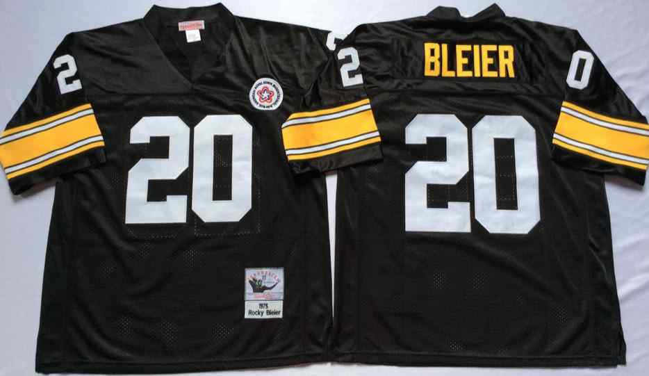 Men's Pittsburgh Steelers #20 Rocky Bleier 1975 Throwback Black Jersey