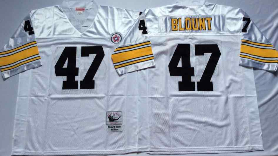 Men's Pittsburgh Steelers #47 Mel Blount 1975 Throwback White Jersey