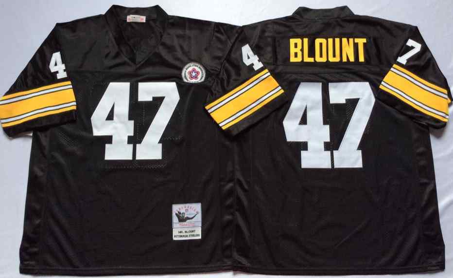Men's Pittsburgh Steelers #47 Mel Blount 1975 Throwback Black Jersey