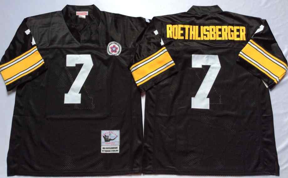 Men's Pittsburgh Steelers #7 Ben Roethlisberger Black M&N Throwback Jersey