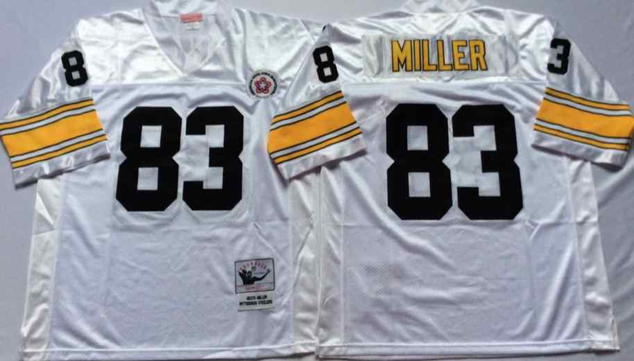 Men's Pittsburgh Steelers #83 Heath Miller White M&N Throwback Jersey