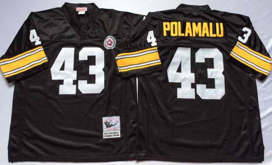 Men's Pittsburgh Steelers #43 Troy Polamalu Throwback Black Jersey