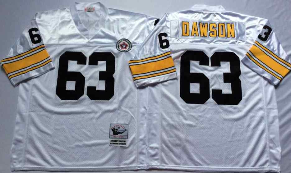 Men's Pittsburgh Steelers #63 Dermontti Dawson Throwback White Jersey
