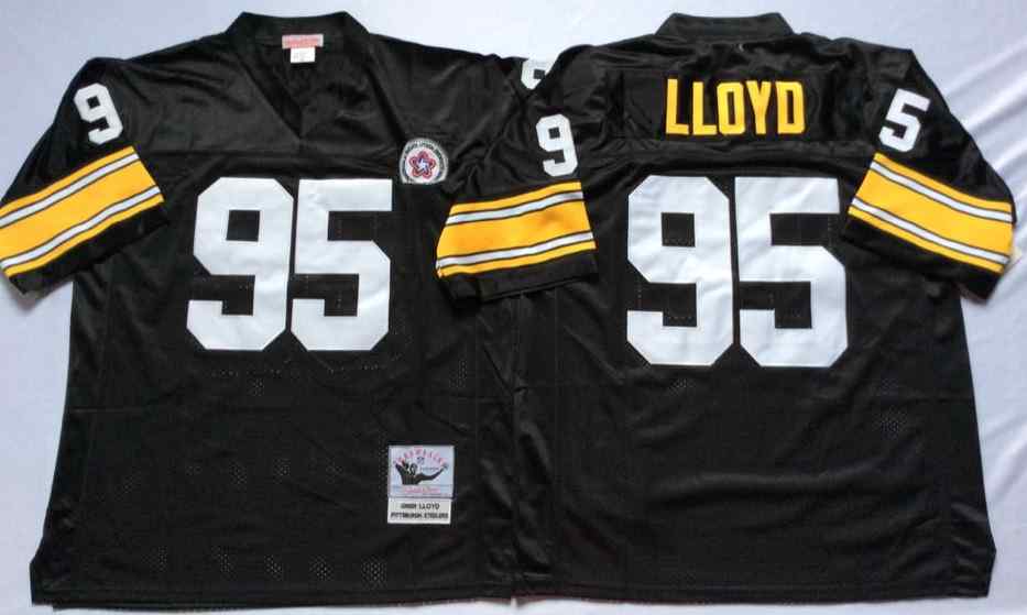 Men's Pittsburgh Steelers #95 Greg Lloyd Throwback Black Jersey