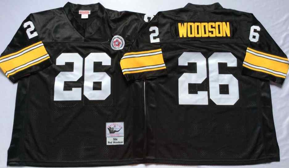 Men's Pittsburgh Steelers #26 Rod Woodson 1994 Throwback Black Jersey
