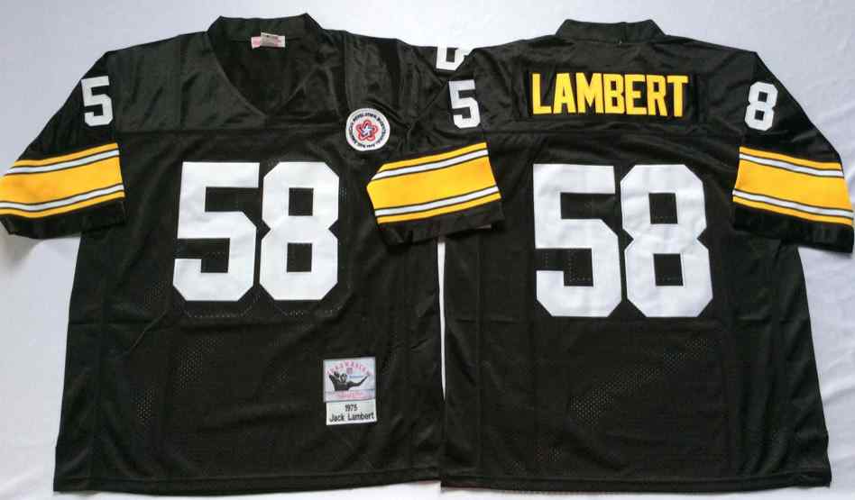 Men's Pittsburgh Steelers #58 Jack Lambert 1975 Throwback Black Jersey