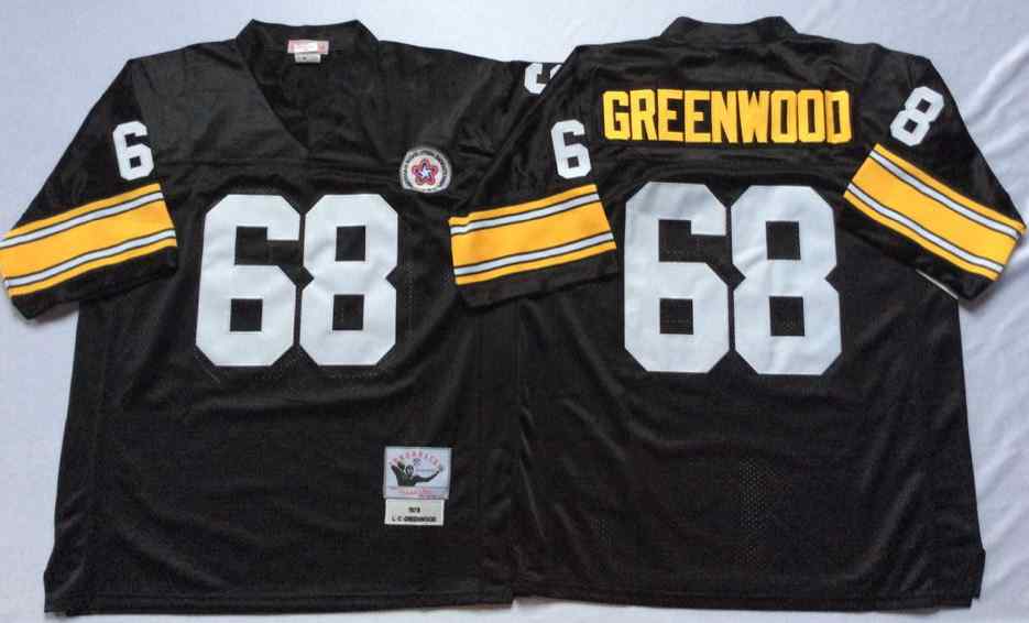 Men's Pittsburgh Steelers #68 L.C. Greenwood 1975 Throwback Black Jersey