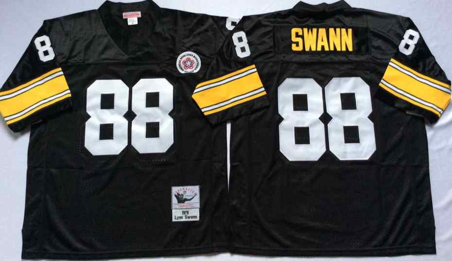 Men's Pittsburgh Steelers #88 Lynn Swann 1975 Throwback Black Jersey