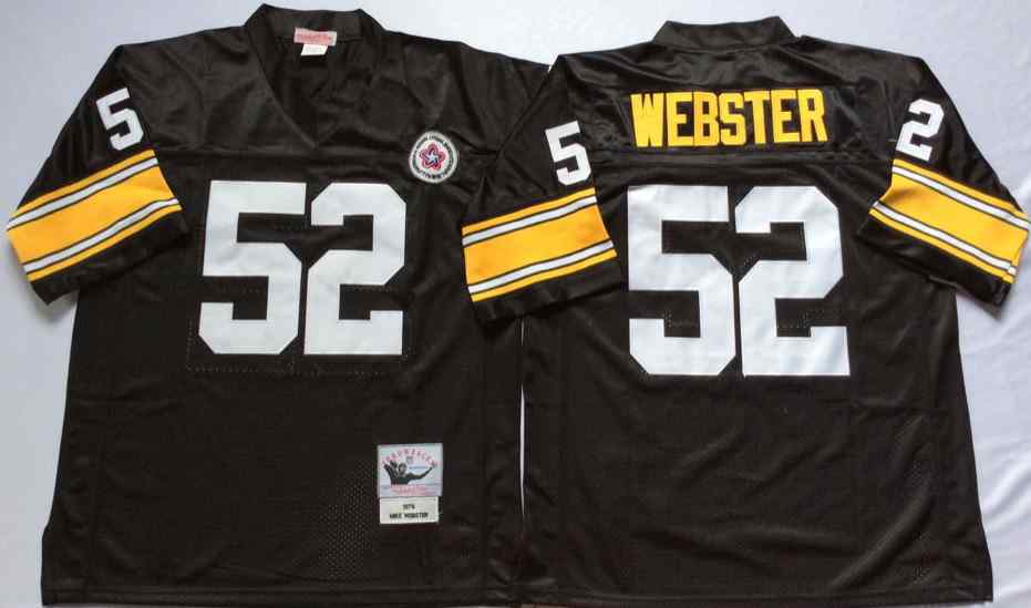 Men's Pittsburgh Steelers #52 Mike Webster 1975 Throwback Black Jersey