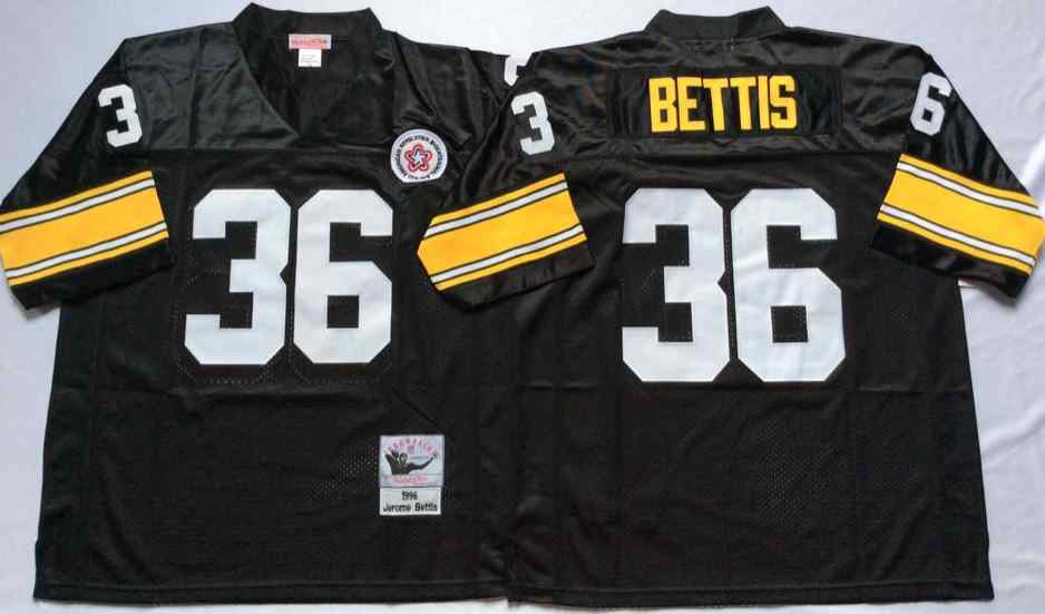 Men's Pittsburgh Steelers #36 Jerome Bettis 1996 Throwback Black Jersey