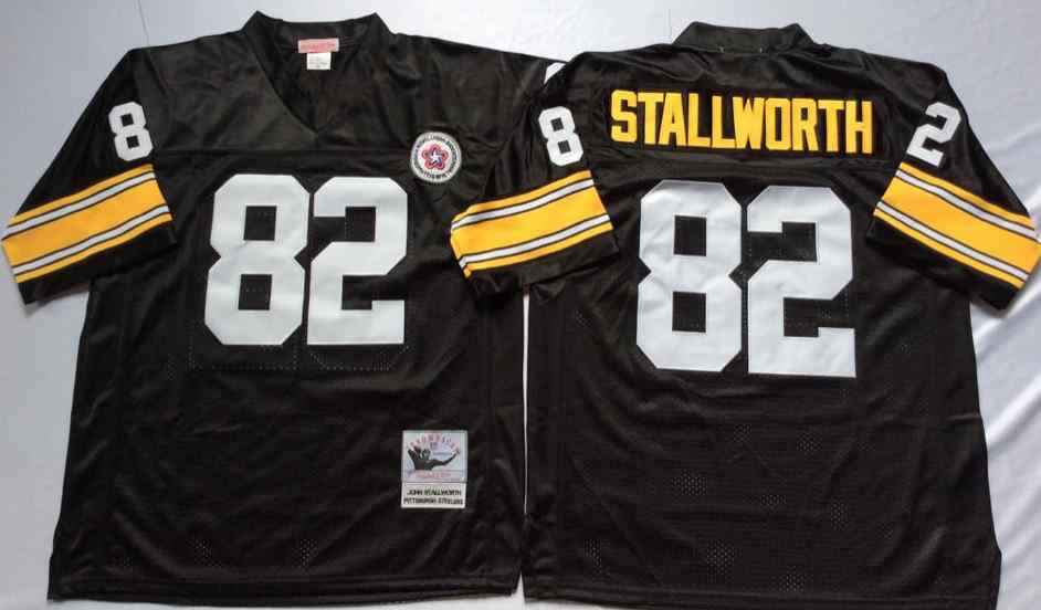 Men's Pittsburgh Steelers #82 John Stallworth 1975 Throwback Black Jersey