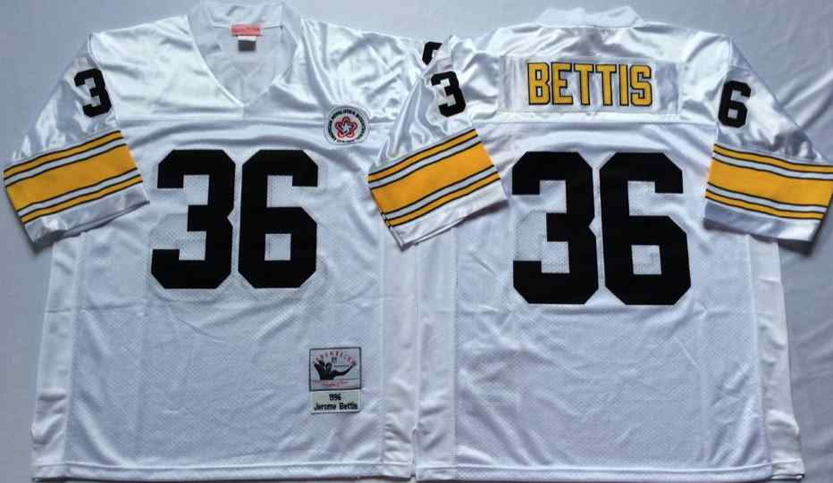 Men's Pittsburgh Steelers #36 Jerome Bettis 1996 Throwback White Jersey