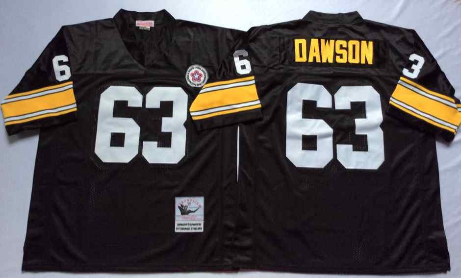 Men's Pittsburgh Steelers #63 Dermontti Dawson Throwback Black Jersey
