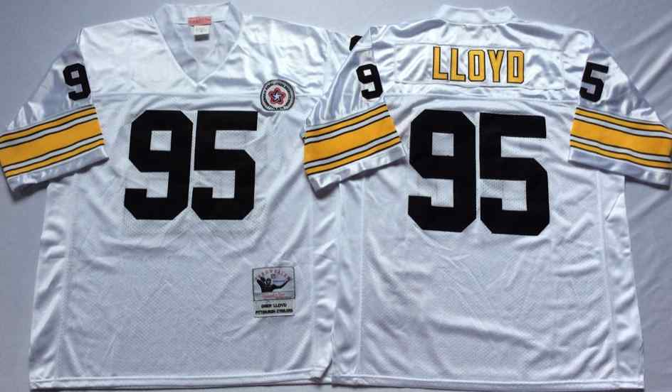 Men's Pittsburgh Steelers #95 Greg Lloyd Throwback White Jersey