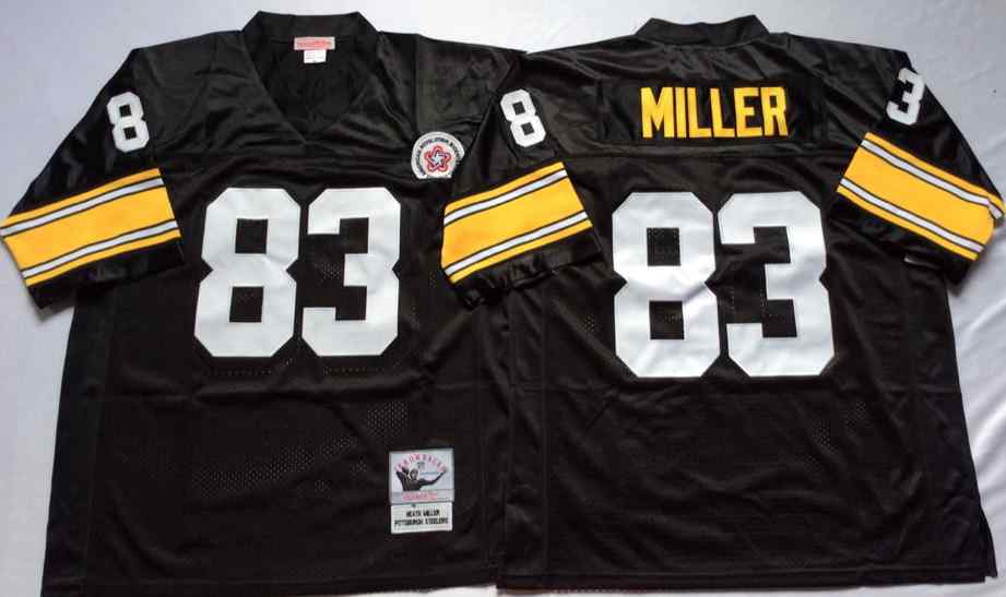 Men's Pittsburgh Steelers #83 Heath Miller Black M&N Throwback Jersey