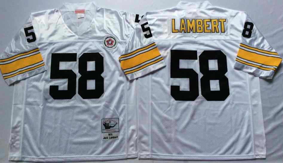 Men's Pittsburgh Steelers #58 Jack Lambert 1975 Throwback White Jersey