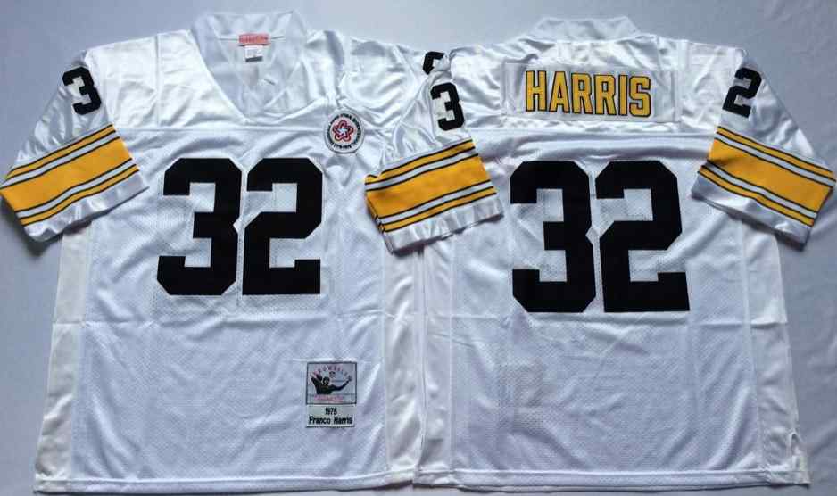Men's Pittsburgh Steelers #32 Franco Harris 1975 Throwback White Jersey
