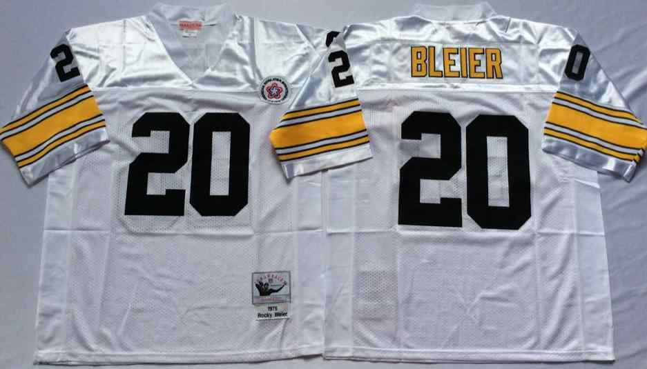 Men's Pittsburgh Steelers #20 Rocky Bleier 1975 Throwback White Jersey