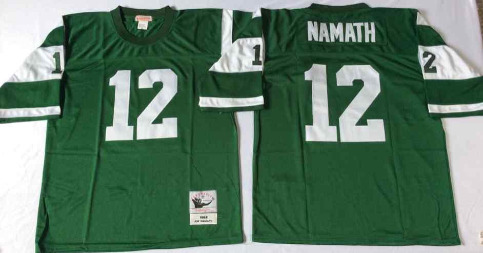 Men's New York Jets #12 Joe Namath 1968 Throwback Green Jersey