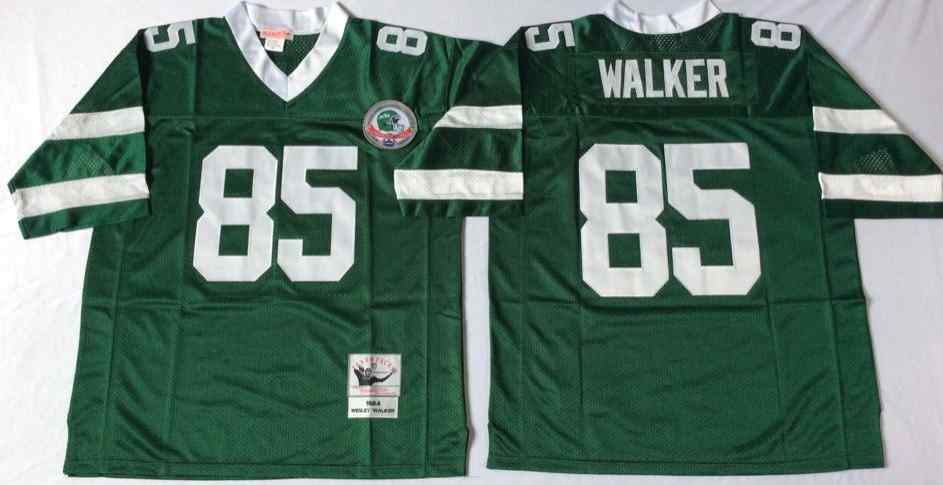 Men's New York Jets #85 Wesley Walker 1984 Throwback Green Jersey