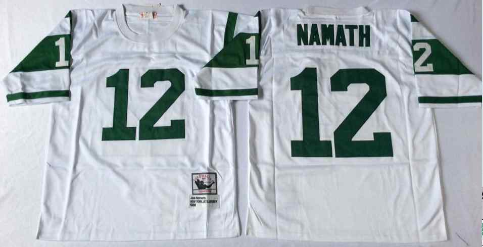 Men's New York Jets #12 Joe Namath 1968 Throwback White Jersey