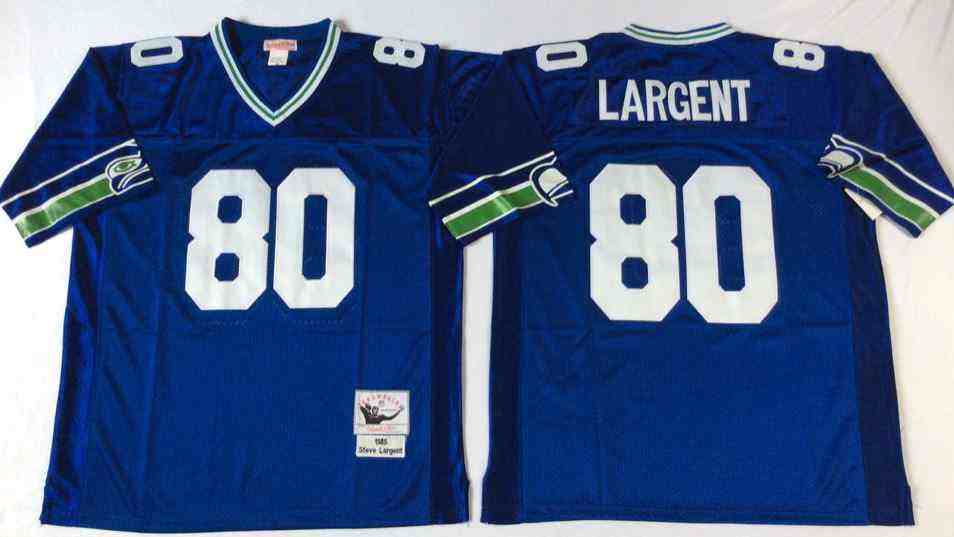 Men's Seattle Seahawks #80 Steve Largent Throwback Blue Jersey
