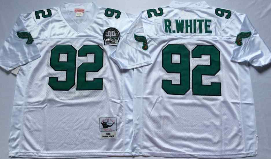 Men's Philadelphia Eagles #92 Reggie White 1992 Throwback White Jersey