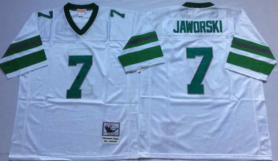 Men's Philadelphia Eagles #7 Ron Jaworski 1980 Throwback White Jersey