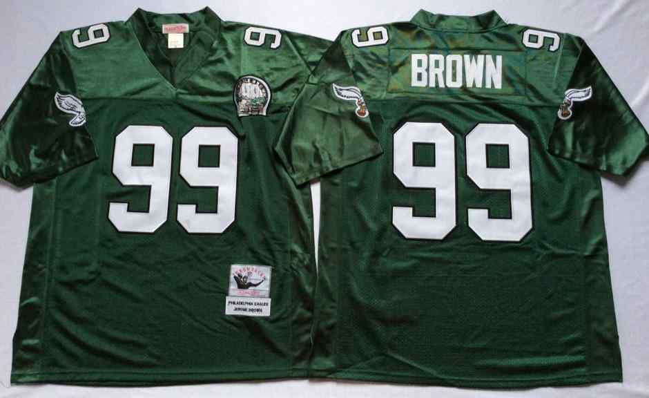 Men's Philadelphia Eagles #99 Jerome Brown 1992 Throwback Green Jersey