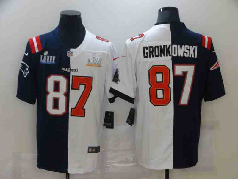 Men's Tampa Bay Buccaneers 87 Rob Gronkowski Navy Blue White Super Bowl Patch Two Tone Vapor Untouchable Stitched NFL Nike Limited Jersey
