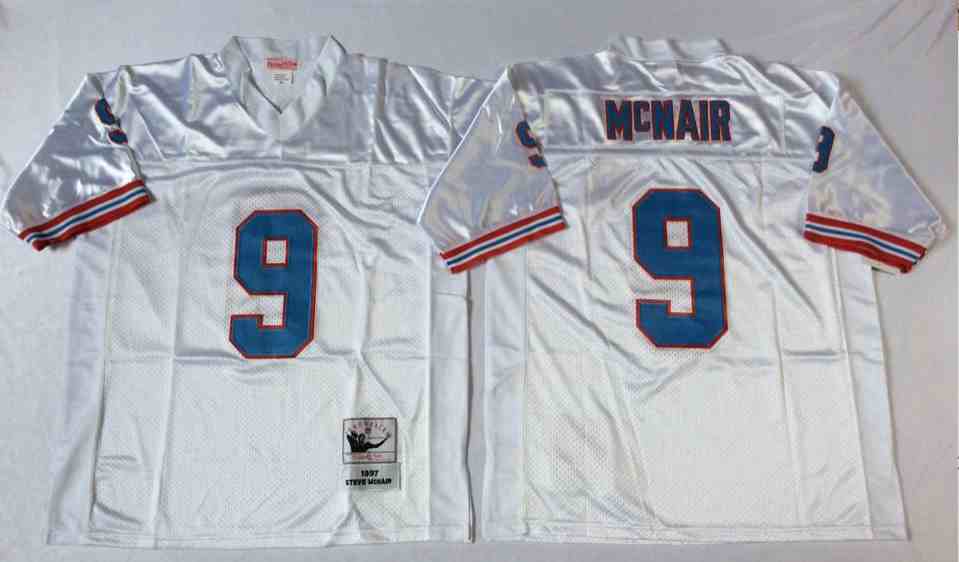 Men's Houston Oilers #9 McNAIR White Throwback Jerseys