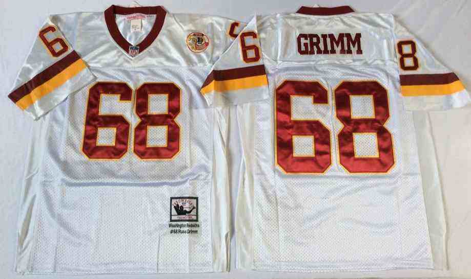 Men's Washington Redskins #68 Russ Grimm Throwback White Jersey