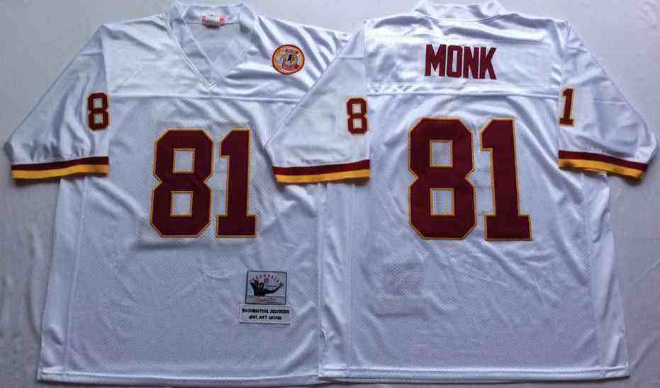 Men's Washington Redskins #81 Art Monk Throwback White Jersey