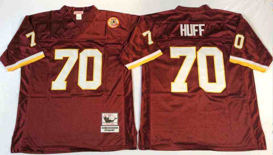 Men's Washington Redskins #70 Sam Huff Throwback Burgundy Jersey