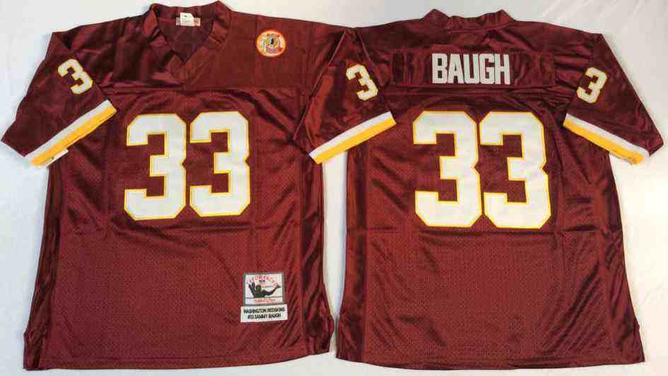 Men's Washington Redskins #33 Sammy Baugh Throwback Burgundy Jersey